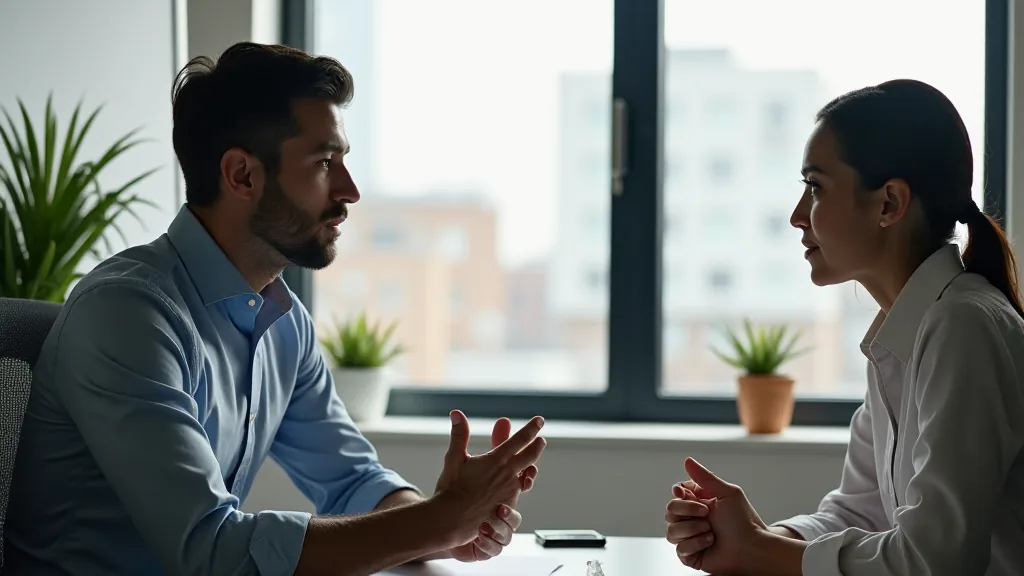 Gesprächssituation an einem technischen Arbeitsplatz