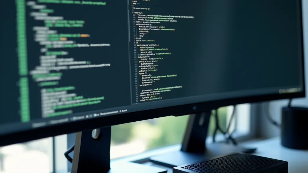 IT-Arbeitsplatz mit Monitor und kleiner Kompaktfestplatte